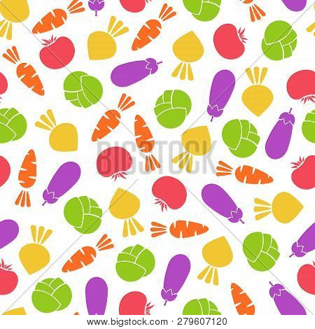 Silhouette Seamless Vegetable Pattern Vector Illustration. Modern Seamless Texture Pattern Design Wi
