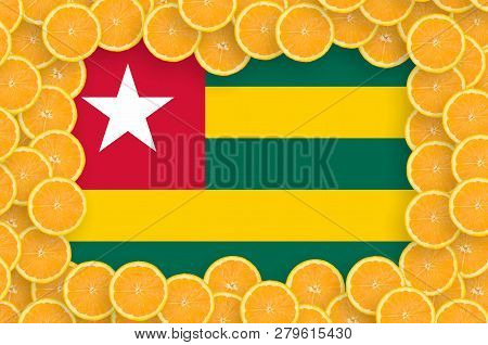 Togo Flag  In Fresh Citrus Fruit Slices Frame