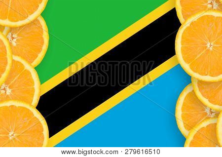 Tanzania Flag  In Citrus Fruit Slices Vertical Frame
