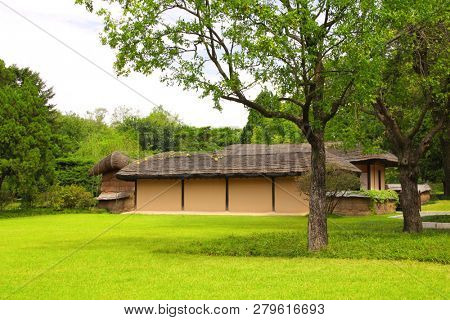House in which the president Kim Il Sung was born and lived with his grandparents. Pyongyang, Mangyongdae, North Korea (DPRK)