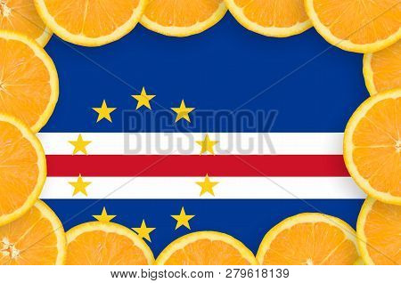 Cabo Verde Flag  In Fresh Citrus Fruit Slices Frame