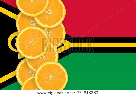 Vanuatu Flag And Citrus Fruit Slices Vertical Row