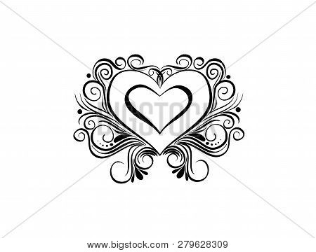 Image Of A Heart With An Ornament On A White Background Vector