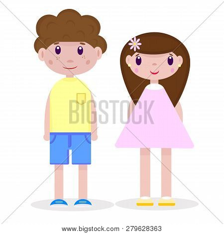 Vector Illustration Of Cheerful Teenagers On White Background