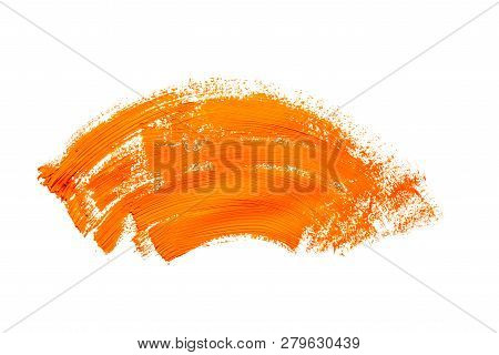 Abstraction For Background, Drawing With Orange Paint On White Isolated Background
