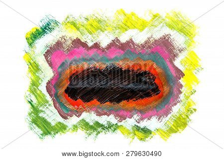 Abstraction For The Background, Rectangular Pattern Of Multicolored Paints On A White Isolated Backg