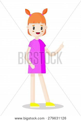 Vector Illustration Of Cheerful,cute Teen Girl On White Background