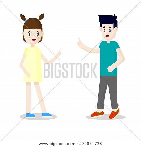 Vector Illustration Of Cheerful Teenagers On White Background