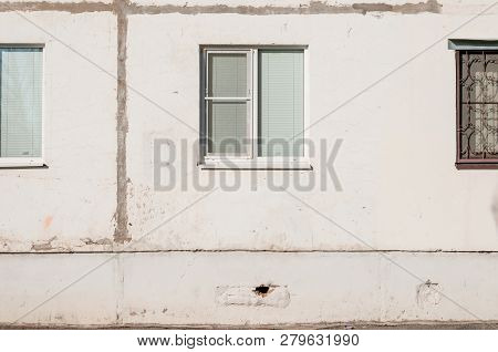 Autumn Morning, White And Old House Facade