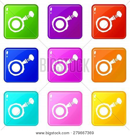 Whoopee Cushion Icons Of 9 Color Set Isolated Illustration