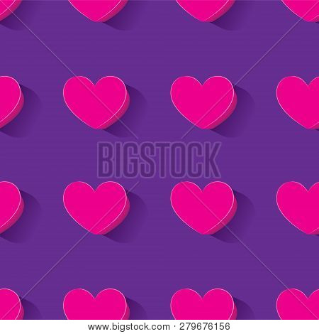 Seamless Pattern With 3d Hearts-vector Image. Texture.