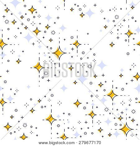 Space Seamless Background With Stars, Undiscovered Galaxy Cosmic Fantastic And Interesting Textile F
