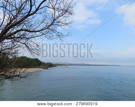 Anyer, Indonesia - June 26, 2018: The Calm Sea Of Sunda Strait With Clear Blue Sky.