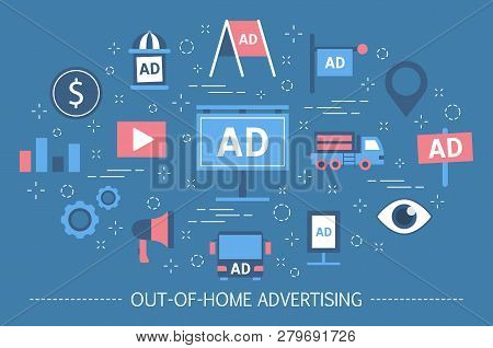 Out-of-home Advertising Concept. Billboard Banner And Street Poster