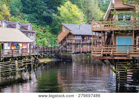 Ketchikan, Alaska - September 13, 2017: Creek Street, Popular Shopping Location For Tourist In Ketch
