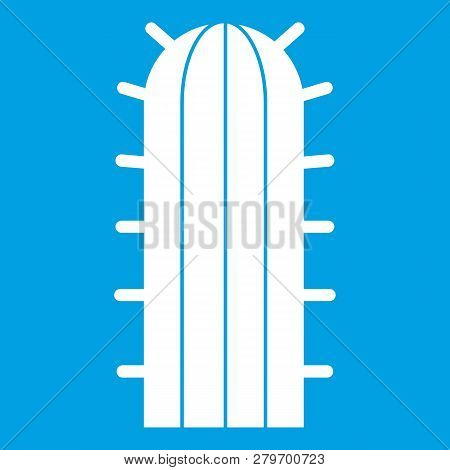 Cereus Candicans Cactus Icon White Isolated On Blue Background Illustration