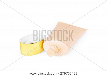 Foundation Cream In A Tube On A White Background