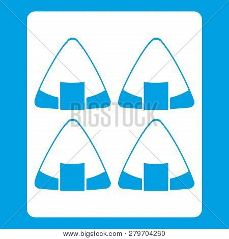 Sushi Icon White Isolated On Blue Background Illustration