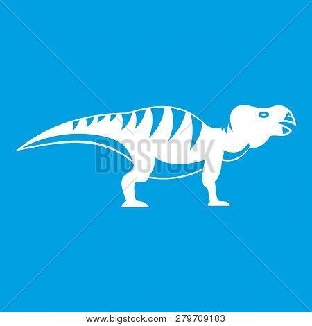 Hadrosaurid Dinosaur Icon White Isolated On Blue Background Illustration