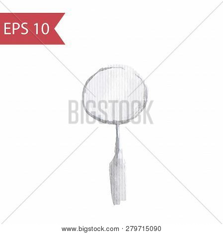 Vector Close-up Of A Dental Mirror. Simple Watercolor Illustration Of Dental Mirror Isolated On A Wh