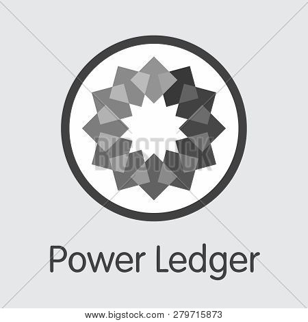 Powr - Power Ledger. The Logo Of Coin Or Market Emblem.