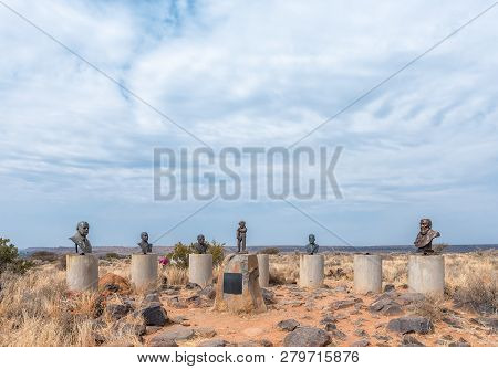 Orania, South Africa, September 1, 2018: A Collection Of Busts Of Historic Afrikaner Statesmen, On M