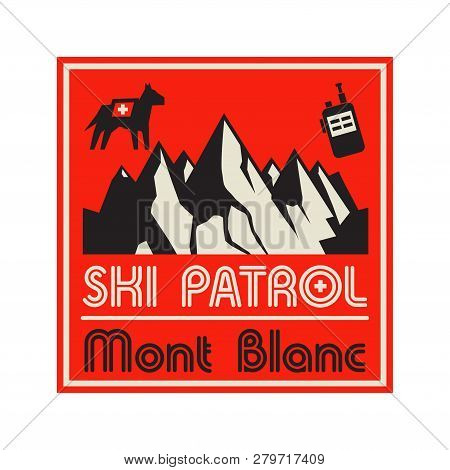 Mountains Landscape. Adventure Outdoor Expedition Mountain Mountain Snowy Peak Mountain Sign Or Symb