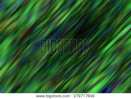 Abstract Shimmering Colors, Dark Green Background. Alternating Colored Stripes, Dark Green Tones.