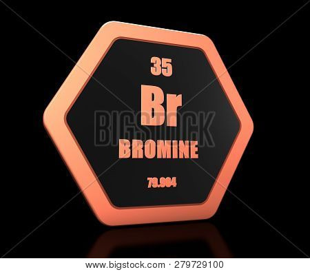 Bromine Chemical Element Periodic Table Symbol 3d Render