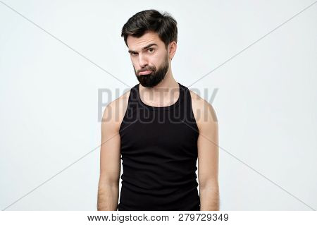 Young Handsome Man Disagree And Angry Expression.