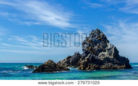 Birds Sitting On Camel Rock Near Bermagui In Nsw Australia