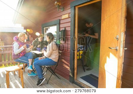 Stryn, Norway - 26.06.2018: Tourists On Oppstrynsvatn Lake In The Municipality Of Stryn In Sogn Og F