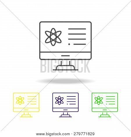 Electrons Colored Icons. Element Of Science Illustration. Thin Line Illustration For Website Design 