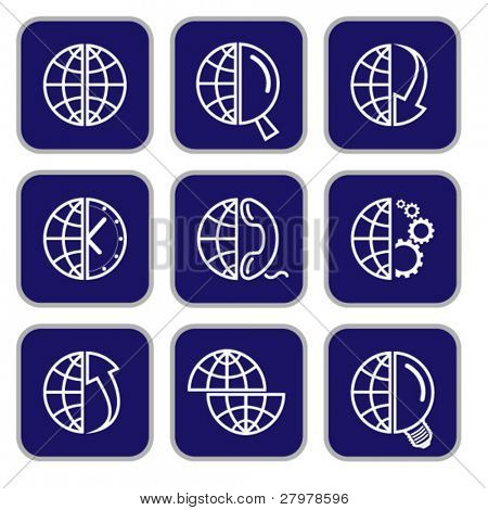 Icônes de vecteur d'internet. Ensemble du globe. Simplement changer.