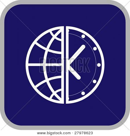 Icône de globe et horloge de vecteur. Simplement changer.