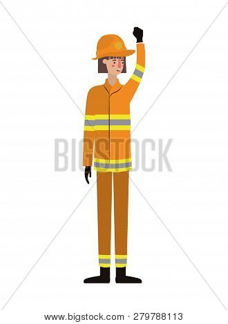 Young Fire Woman With Hand Up Avatar Character Vector Illustration Desing