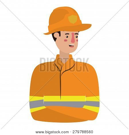 Young Fireman Avatar Character Vector Illustration Desing