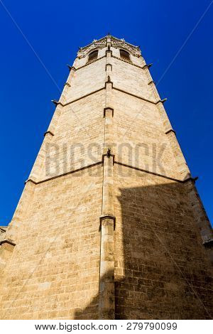 The Belfry, Known As Micalet, Of The Saint Mary's Cathedral In Valencia, Spain.