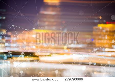 Colorful Of Smart City With Internet Of Things And Wireless Communication Network Connection On Abst