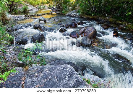Wang Kwaai (khway) Peuak Waterfall At Omkoi, Chiang Mai, Thailand.