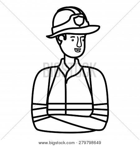 Young Fireman Avatar Character Vector Illustration Desing
