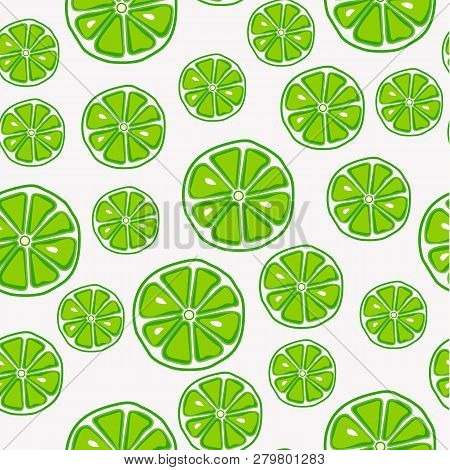 Fresh And Yummy Green Lime Seamless Pattern