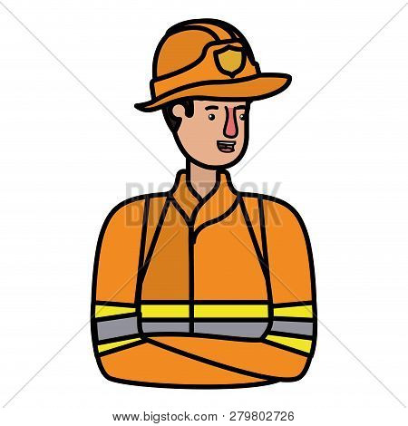 Young Fireman Avatar Character Vector Illustration Desing