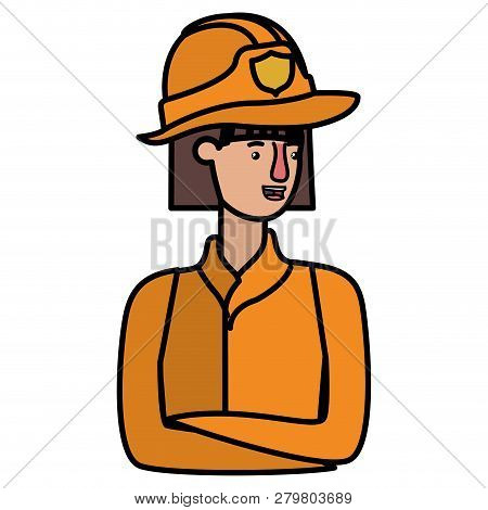 Young Firewoman Avatar Character Vector Illustration Desing