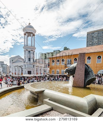 Curitiba - Pr, Brazil - December 16, 2018: Memories Fountain. Monument Fonte Da Memoria - O Cavalo B