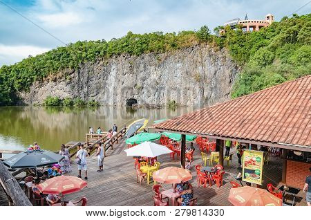 Curitiba - Pr, Brazil - December 16, 2018: View Of The Deck Of The Tangua Park (parque Tangua).