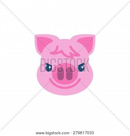 Piggy Face With Wry Smile Emoji Flat Icon, Vector Sign, Colorful Pictogram Isolated On White. Pink P