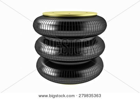 3d Rendering. Trucks Air Spring, New Auto Parts, Spare Parts For Heavy Duty. Spare Parts For Shop, A