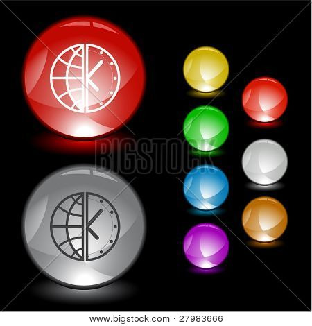 Globe et horloge. Élément d'interface vectorielle.