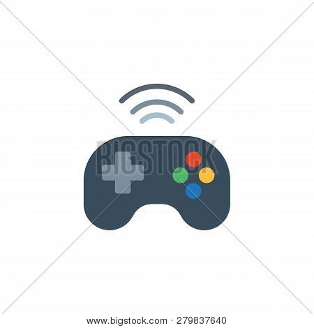 Video Game Controller Flat Icon, Vector Sign, Colorful Pictogram Isolated On White. Wirelles Game Jo